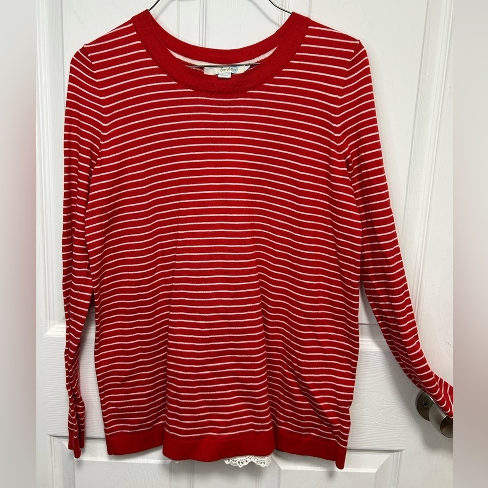 Boden Red and White Striped Top